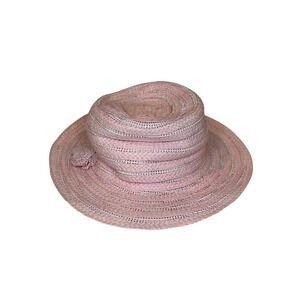 H&M Straw Sun Hat Girls 1.5-4Y Pink Striped Flower Summer Beach Hat Easter Kids